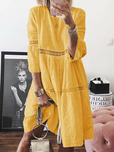 Women cotton Loose Round Neck Maxi Dresses