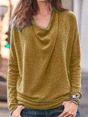 Daily plain Heaps Collar long sleeve sweaters