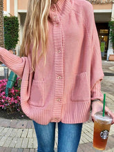 Semi-turtleneck loose knit sweater bat-sleeve cardigan sweaters