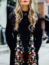 Fashion Casual Floral print Round neck Long sleeve Coats