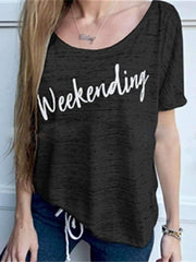 Round Neck Letters Printed Short Sleeve T-Shirts