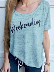 Round Neck Letters Printed Short Sleeve T-Shirts