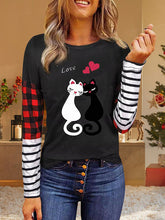 Fashion cute printed women long sleeve stripe T-shirts