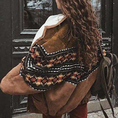 Fashion Casual Lapel Long sleeve Gored print Plush Coats