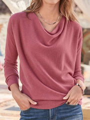 Fashion Pure Heaps Collar Long sleeve Knit T-Shirts