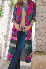 Fashion Print Lapel Long sleeve Coats