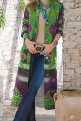 Fashion Print Lapel Long sleeve Coats