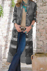 Fashion Print Lapel Long sleeve Coats
