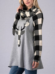 Christmas Deer High Collar Woman Swearshirts