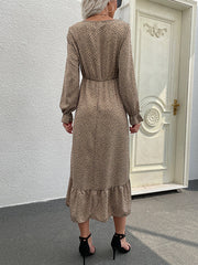Sexy Long sleeve leopard printed Maxi dresses