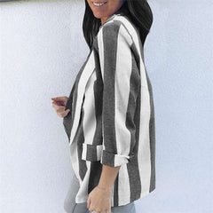 Fashion Casual Stripe Lapel Long sleeve Blazer