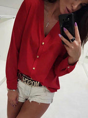 Fashion Plain Lone sleeve Plain Blouses