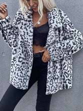 Big lapel fashion women leopard printed puff chic women coats