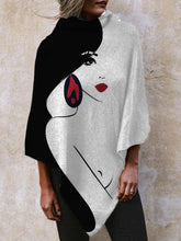 Fashion Abstract print High collar Irregular Cappa T-Shirts