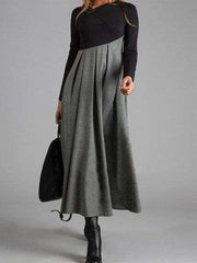 Fashion Elegant Gored V neck Long sleeve Maxi Dresses