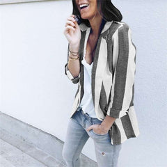 Fashion Casual Stripe Lapel Long sleeve Blazer
