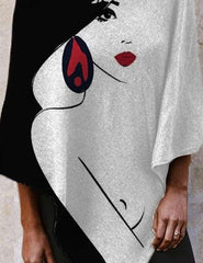 Fashion Abstract print High collar Irregular Cappa T-Shirts