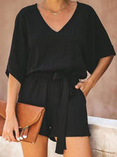 Plus-size chiffon Elegant Plain tie waist jumpsuits