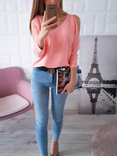 Women seet pink off shoulder three quarter sleeve T-shirts