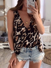 Loose sexy deep V leopard printed vests