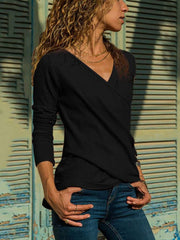 Fashion Pure Intersect V neck Long sleeve Knit Sweaters