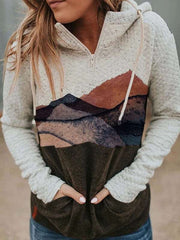 Fashion Landscape print Long sleeve Hoodies Sweatshirts