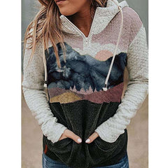 Fashion Landscape print Long sleeve Hoodies Sweatshirts