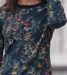 Fashion Retro print Round neck Long sleeve T-Shirts