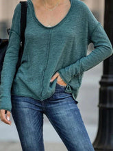 Casual Loose Pure Round neck Long sleeve T-Shirts