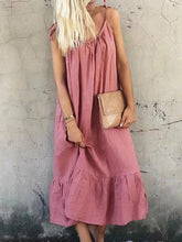 Cotton and linen halter Loose Plain Maxi dresses