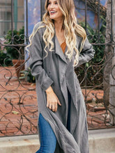 Casual Pure Lapel Long sleeve Vent Trench Coats
