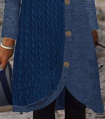 Fashion Gored Round neck Long sleeve Fastener Shift Dresses