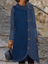 Fashion Gored Round neck Long sleeve Fastener Shift Dresses