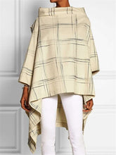 Fashion Casual Plaid Stand collar Long sleeve Irregular T-Shirts