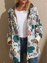 Fashion Retro Print Brushed Hoodie Long sleeve Coats