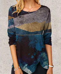 Women Vintage Printed Long Sleeve Casual Top T-shirts