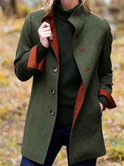 Fashion Pure Stand collar Long sleeve Fastener Coats