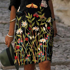 Casual Floral print V neck Half sleeve Shift Dresses