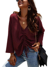 Womeb long sleeve v neck top knit sweaters