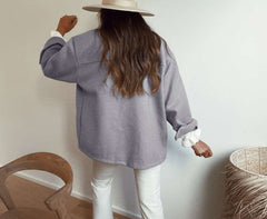 Casual Pure Lapel Long sleeve Fastener Pocket Coats