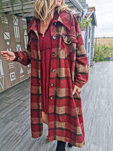 Fashion Plaid Lapel Long sleeve Woolen Trench Coats