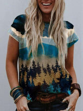 Casual Landscape print Round neck Short sleeve T-Shirts