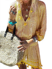 Sexy V Neck Seven Cuff Tassels Casual Dresses
