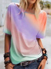 Round neck Colorful women short sleeve T-shirts