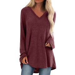 Casual Plus Pure V eck Long sleeve T-Shirts