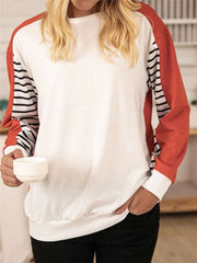 Casual Stripe Round neck Long sleeve Sweatshirts