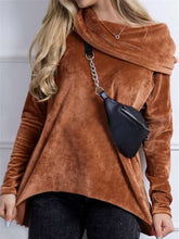 Fashion Casual Pure Pleuche Cape collar Long sleeve T-Shirts