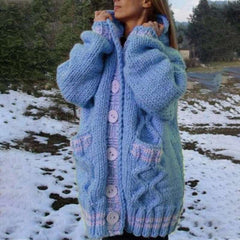 Casual Loose Long sleeve Knit Hoodie Cardigan Coats