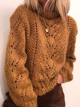 Fashion Pure High collar Long sleeve Hollow out Knit Sweaters