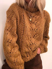 Fashion Pure High collar Long sleeve Hollow out Knit Sweaters